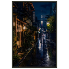 Rainy Asakusa Nights with Tokyo Tower – Ready-to-Hang Metal Framed Poster