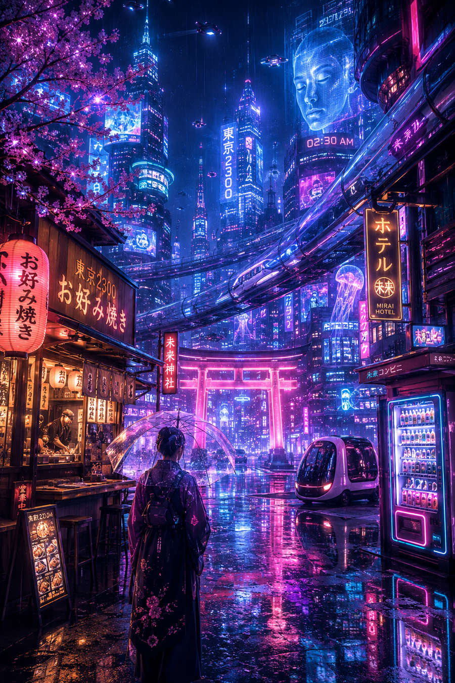Tokyo 2300 Rainy Neon Dreamscape Poster – Premium Semi-Gloss